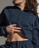 Vilgain Cotton Half Zip Sweatshirt – L Navy