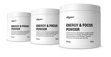 Vilgain Energy & Focus Powder –  3× mango 195 g
