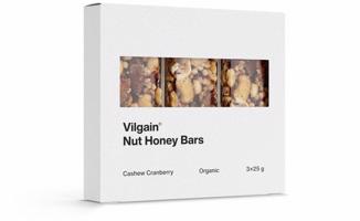 Vilgain Nut Honey Bar BIO – kešu a brusinky 75 g (3 x 25 g)