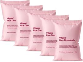 Vilgain Rice Chocoballs BIO –  5× Bílá čokoláda s malinou 50 g