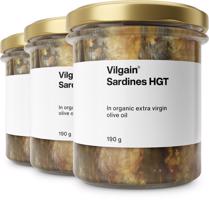 Vilgain Sardinky v bio extra panenském olivovém oleji –  3× 190 g