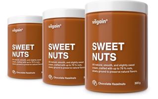 Vilgain Sweet Nuts –  3× lískové ořechy s čokoládou 300 g